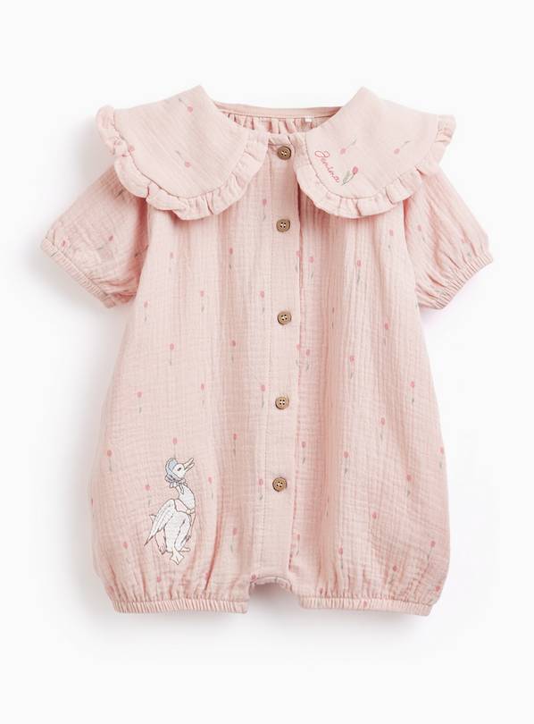 Brown Peter Rabbit Print Frill Collar Romper 6-9 months